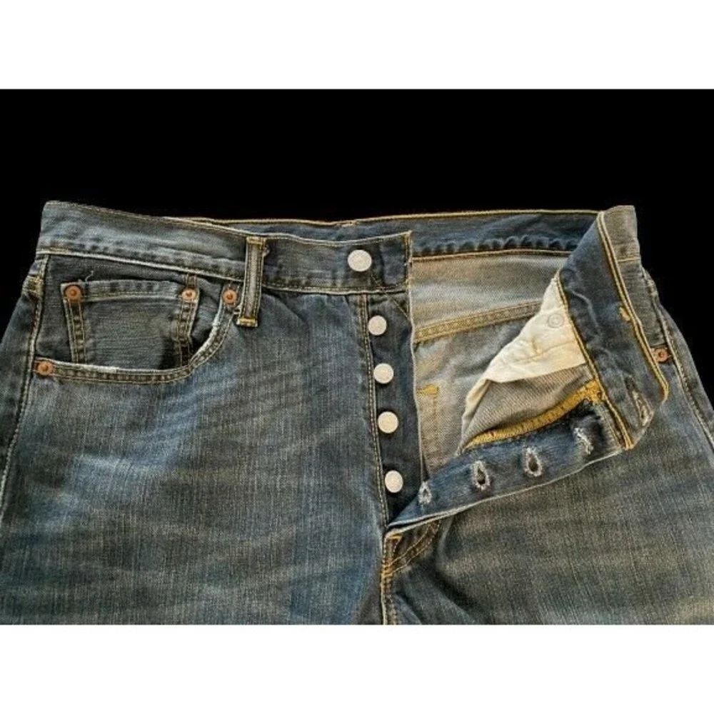 Men's 501 XX Levi Strauss Straight Leg Denim Jeans Stone Wash Size W34